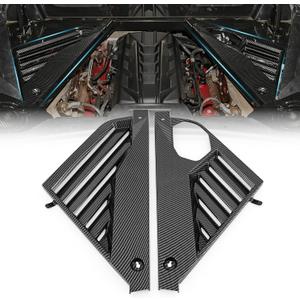 Carbon Fiber Pattern Rear Engine Bay Cover,Engine Shroud Trim Panel fit for Chevy Chevrolet Corvette C8 Coupe 2020-2023,Back Engine Compartment Cover Set,Left Right Vent Cover,2PCS