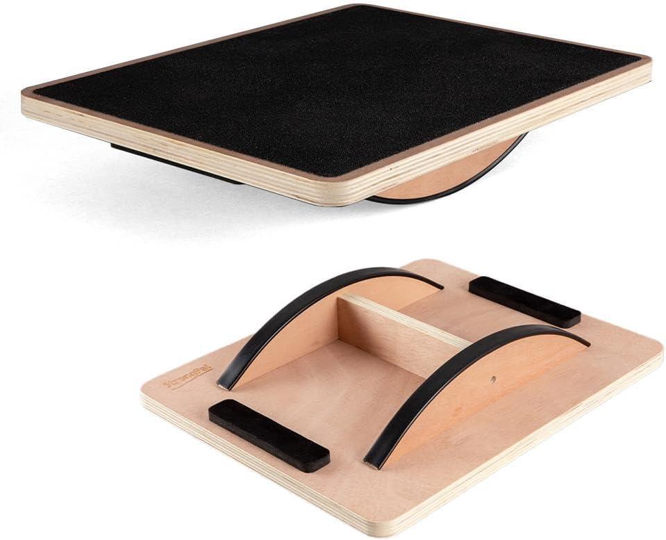Wooden Rocker Balance Board, 17" x 13.4", Dual-Direction Wobble with 17 Tilt, Non-Slip Core & Stability Trainer for Adults, Seniors, Rehab & Office  Supports 400 lbs, Ideal for Home & Gym