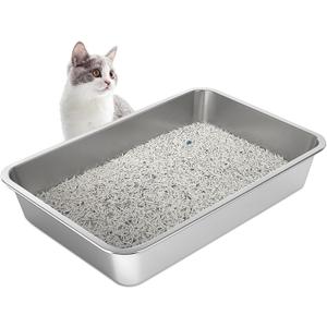 LIHONG Stainless Steel Cat Litter Box,Large Metal Litter Box for Small Large Cats Kitty Rabbits,No Smell,Non Stick,Easy to Clean(20" Lx14 Wx4 H,L) LIHONG Stainless Steel Cat Litter Box,Large Metal Litter Box for Small Large Cats Kitty Rabbits,No Smell,Non Stick,Easy to Clean(20" Lx14 Wx4 H,L)