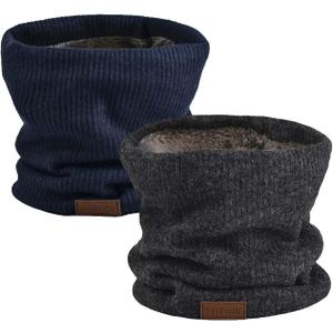 NovForth Winter Neck Warmer Men Ski, Neck Gaiter Face Scarf Women, Fleece Scarf for Men Gaiter Mask, Thick Windproof Scarves (Grey Navy)