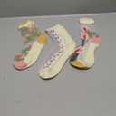 Verdusa Women's 3 Pairs Sheer Mesh Socks Floral Thin Socks