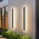 Aipsun 2 Pack Outdoor Wall Lights, Black LED Exterior Light Fixtures Wall Mount, Modern Porch Lights Wall Sconce, Long LED Linear Wall Lamp Outside Lighting for Garage, Front Door 3000K