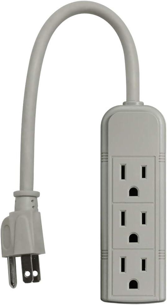 Uninex PS28U Compact Grounded 3-Outlet Power Strip, UL Listed, 1-Foot