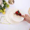 U-QE 100 Piece Ivory Scalloped Plastic Plates for Party - Plastic Plates Disposable Heavy Duty - High End Disposable Plates for Wedding Including 50PCS 9 '' Dinner Plates & 50PCS 6.5 '' Dessert Plates