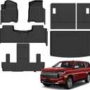 Jenofa-for 2021-2026 Chevy Suburban/GMC Yukon XL/Cadillac Escalade ESV 7-Seater All Weather Floor Mats Automotive Car Mat Accessories (Floor Mats & Rear Seat Back Mats & Cargo Liner)