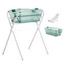 Evolur Supple Baby Spa Set with Infant Bathtub, Hammock Support Seat & Metal Frame, Newborn Tub for 0–12 Months, Complete Baby Care Essentials Gift Set for New Parents, Green
