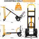 3 in 1 Convertible Hand Truck Dolly Cart with 10" Pneumatic Wheels, 1000LBS Capacity Heavy Duty Dolly, Hand Cart with Bungee Cords for Logistics, Moving, Shopping, Home, Office (Black Yellow)