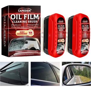 2Pcs Automotive Oil Film Cleaning Brush,Glass Cleaning Board,Glass Coating for Windshield,Universal Anti-rain Fog Cleaning Glass Brush with Remover,for All Vehicles Lmproves Clarity and Visibility