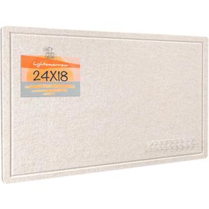 Lightomorrow Bulletin Board, 24 x 18 inches Decorative Felt Pin Board, Vision Board Cork Board Alternative for Wall, Foldable Photo Board with 20 Pushpins - Oatmeal, 17.7" x 23.6"
