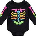 PROMOTED TO BIG SISTER Baby Girls Skeleton Halloween Costume Outfit Long Sleeve Skull Tulle Skirt Set (6-12 Months, Black)