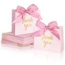 DECHISY 60-Pack Small Thank You Bags, 4.5x1.8x3.9 Inches Pink Paper Gift Bags With Ribbon - Mini Candy Boxes For Wedding, Birthdays & More