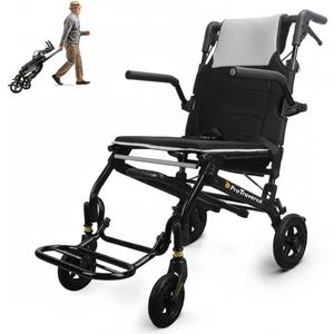 Wheelchairs for Adults –Transport Wheelchair Lightweight Foldable with Telescopic Handle, 18-Inch Seat Width, Portable Travel Wheelchair for Seniors, Supports Up to 350 lbs,Grey