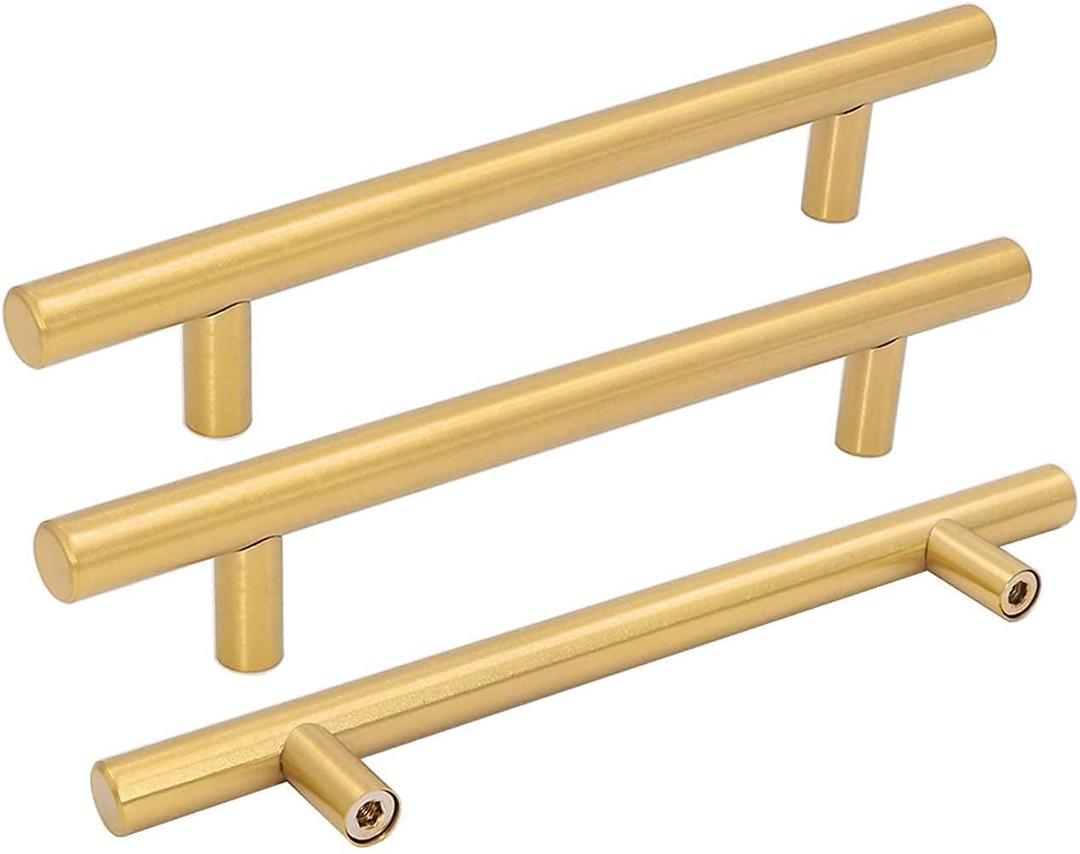 goldenwarm 5 Pack Brushed Brass Cabinet Handles Kitchen Hardware Knobs Drawer Pull Handles for Kitchen Knobs - Cabinet Hardware 5in Hole Center