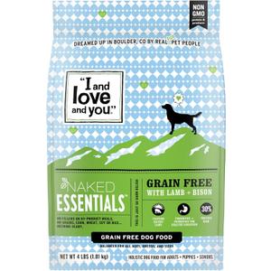 I and love and you Naked Essentials Dry Dog Food - Lamb + Bison - High Protein, Real Meat, No Fillers, Prebiotics + Probiotics, 4lb Bag (EXP 05/21/26)