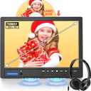 12" Portable DVD Player for Car with Headphone | Car DVD Player with Headrest Mount, Suction-Type Disc in,Support HDMI Input, AV in/Out,1080P Video, USB/SD Card Reader