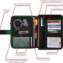 Glove Box Compartment Organizer - Car Document Holder - Owner Manual Case Pouch - Vehicle Storage Wallet for Registration & Insurance Card - Premium Auto Paperwork Holder - Log Book included - Green
