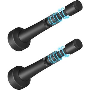 2Pcs Adjustable Door Stopper, 3.07-4.45in Aluminum Door Stoppers for Bottom of Door, Matte Black Door Stop for Wall with Silicone Tip, Screw & Adhesive Installation
