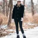 SHIBEVER Winter Boots for Women Snow: Fur Lined Warm Ankle Boots - Adjustable Water Resistant Outdoor Zipper Snow Shoes (Black)