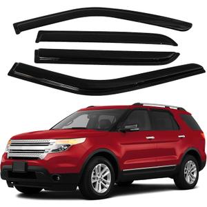 Canvcle Explorer Rain Guards - Window Visors for Ford Explorer 2011-2019, Outside-Mount Tape-On Side Window Wind Deflectors for Explorer Accessories, Vent Visors Shades Rainproof 4PCS