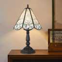 18" Vintage Table Flower Lamp, 60W Retro Glass Vintage Desk Flower Lamp with Switch Controlled, E26 Table Lamp Holder Home Decor Night Stand Lamp Suitable for Living Room, Bedroom