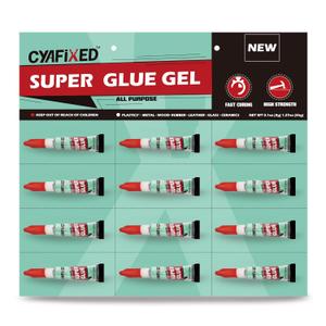 Super Glue Gel, All-Purpose Superglue, Cyanoacrylate Instant Adhesive for Plastic, Wood, Metal, Repair - Twelve 3 Gram Tubes, Clear (12 x 3g)