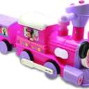 Kiddieland Minnie Ride-On Train with Track & Caboose, Motorized Lights Music, Forward/Reverse, Storage Cart, D-Cell Batteries Included