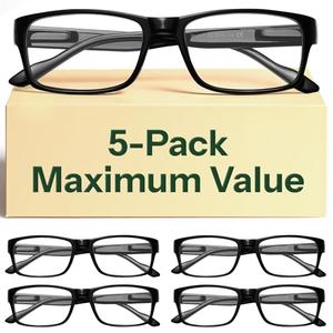 Gaoye Professional Reading Glasses for All Day - Computer Readers with Blue Light Protection - Value Pack, Pack 5