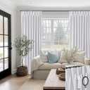 90 Inch Greyish White Blackout Curtains for Sliding Glass Doors 2 Panels Set,Pinch Pleated Linen Track Curtains Ceiling Mount for Bedroom,Cortinas para Sala Elegantes