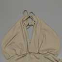 Women Y2K Solid Color Plunge Top Causal Cowl Neck Sleeveless Slim Fit Backless Halter Shirt Summer Streetwear Small