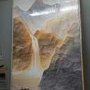 Framed Luxury Mountain Wall Art for Hallway, Extra Large Modern Landscape Canvas Artwork, Blue Gold Nature Sunrise Waterfall Painting Print for Living Room Entryway Home Office Wall Decor, 30x60 Inch