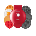 DASH Multimaker Mini System - Waffle Maker with Five 4” Removable Plates: Waffle Iron & Griddle, 3-in-1 Mini Waffle Maker for Kids and Families – Nonstick Surface, Just Add Batter (Red)