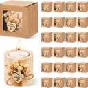 24 Pcs Rustic Wedding Party Favor Candle Holders Bridal Shower Favors Wooden Candles Favors Gifts Souvenirs for Guest Romantic Gifts Wedding Decorations (Light Brown)