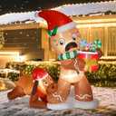 5FT Christmas Inflatable Gingerbread Man & Dog Outdoor Decoration, Christmas Funny Blow Up Yard Decoration, Built-in LED Lights Inflatables Xmas Holiday Dcor for Indoor Lawn Garden
