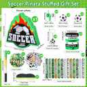 Hollowfly 162 Pcs Soccer Piata Soccer Party Favors with Blindfold Confetti Bat Mini Stress Balls Keychains Wristbands Whistles Eraser Slap Bracelet Stickers Sports Piata Birthday Party Decorations