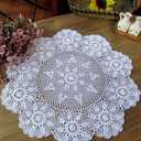 Damanni White Cotton Handmade Crochet Lace Tablecloth Doilies,Round,24 Inch