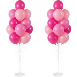 Balloon Column Kit Set of 2 With Balloons Included - Balloon Tower with Stand, Base, and Pole,Backdrop Decoration for Wedding, Baby Shower, Birthday Party, or Bachelorette Parties (Pink)
