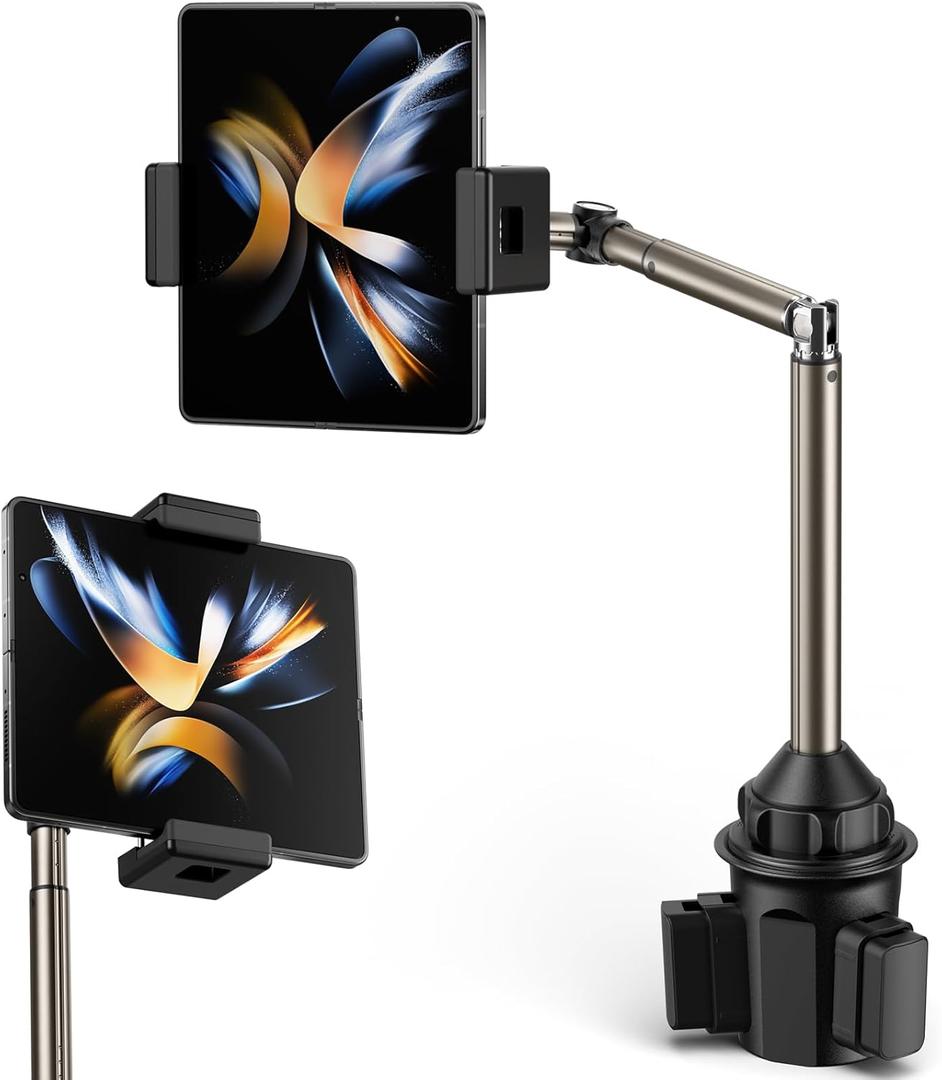 JSAUX Cup Holder Universal Mount for Foldable Phone, Car Truck Cradle Compatible With iPad Mini, Samsung Galaxy Z Fold 6/5/4, Pixel 9 Pro, Xiaomi Mix Fold 4/3/2
