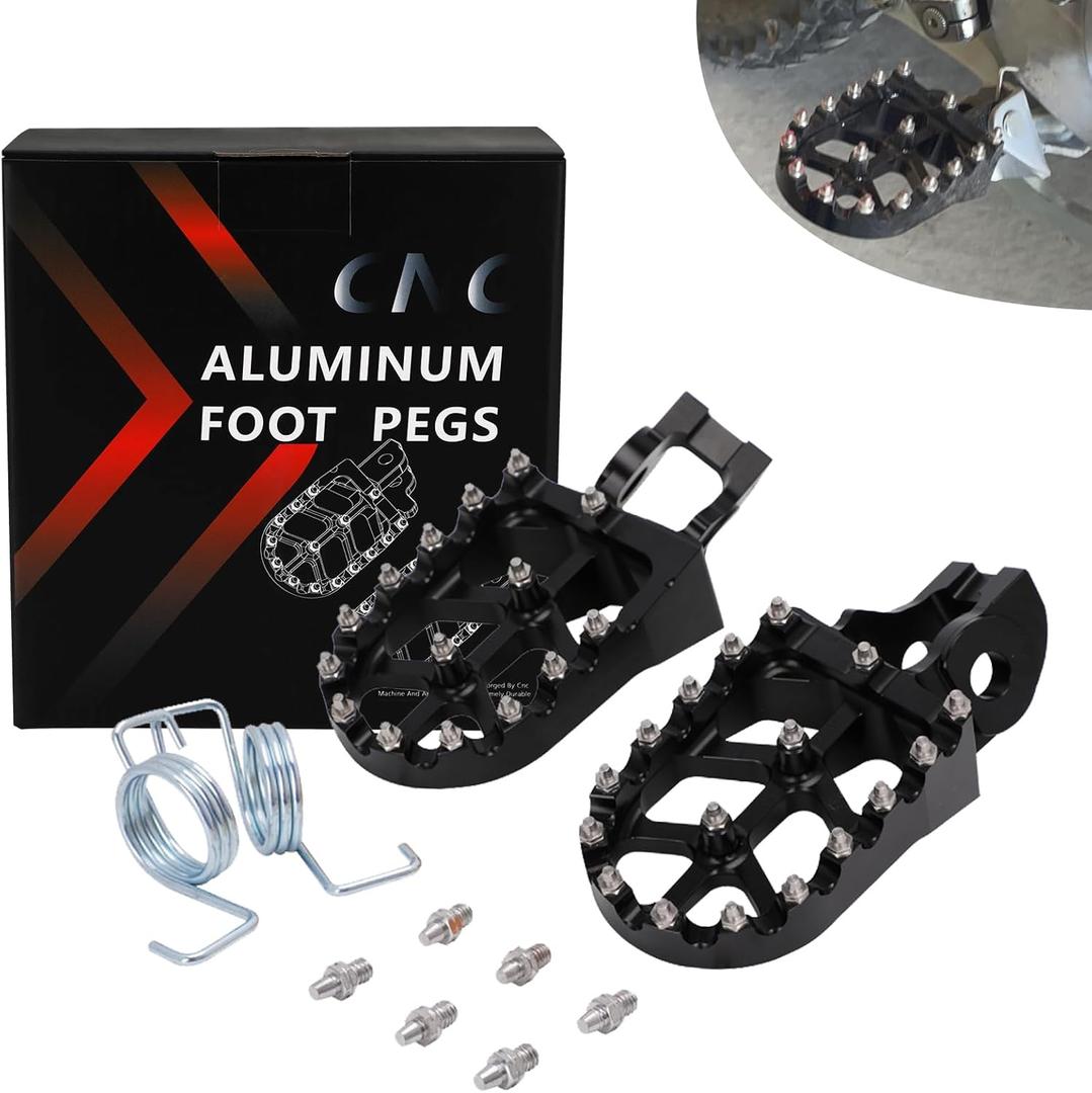 JFG RACING Dirt Bike Foot Pegs CNC Motorcycle Footpegs for 85-530 SX SXF EXC EXCF XC XCF 2016-2023/GASGAS EC300 EC250F 21-24/EC350F 21-23-Black (Medium)