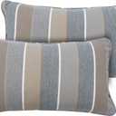 FUNHOME Outdoor Lumbar Pillow Covers 12X20 Inch, No Insert-Grey Stripe | Patio Lumbar Cases Pack of 2, Water-Repellent, Throw Pillowcase for Couch Garden Furniture