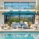 SUPERJARE 13FT Outdoor Umbrella for Patio, Double sided Pool Umbrellas with Fade Resistant Canopy, Large Table Umbrella for Deck, Market, Backyard - Lake Blue