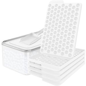WIBIMEN Mini Ice Cube Trays, Small Tiny Round Pebble Crushed Nugget Ice Trays for Freezer with Lid - Chilling Drinks Coffee Juice(4 Pack/0.55In - White) (4Pack/0.55In)