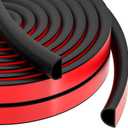 23FT Weather Stripping, Self Adhesive Door Weather Stripping, Silicone Door Seal Strip for Frame& Window (Black, 3/8"(W)1/4"T) 23ft(L)