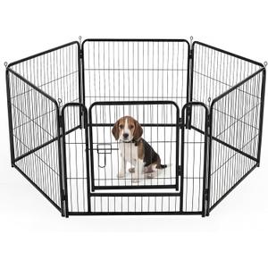 DUMOS Dog Playpen 24 Inch 6 Panels Indoor Outdoor Metal Pet Fence