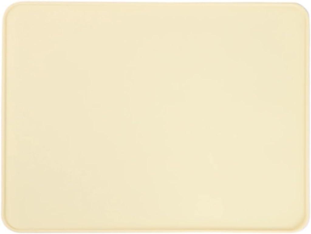 Silicone Pet Feeding Mat for Cats & Dogs – Waterproof Non-Slip Food Placemat with Raised Edge, Easy Clean Dining Pad(Beige), 24.5x24.5inch