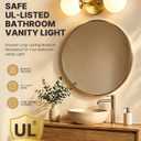 Yunnix Gold Bathroom Vanity Light, 2-Light Modern Globe Vanity Lighting Fixtures with Milk White Glass Shade, Mid Century Vanity Lights Wall Sconce Over Mirror for Hallway Entryway Set of 2