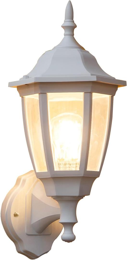 FUDESY Outdoor Wall Lantern, Exterior Waterproof Wall Sconce Light Fixture, White Front Porch Light Wall Mount for Garage, Patio, Yard, FDS2542EW (Bulb Included) (White - One Pack)