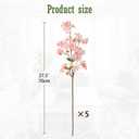 DILATATA Artificial Cherry Blossom Flowers 5 Pcs Silk Cherry Blossom Stems 27.5 Inch Long Stems Faux Silk Peach Flowers for Tall Vase Spring Decor Wedding Party Home Table Arrangement - Pink
