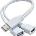 2 x Vrllinking USB Extension Cable Splitter,Male to 2 Dual Female Y Splitter hub Power Cord Extension Adapte,Applicable to Lower Power Devices (Data and for Charging，Wouldn't Work with CarPlay