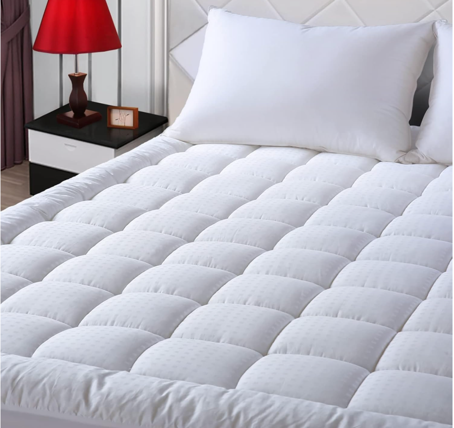 EASELAND Queen Size Mattress Pad Pillow Top Mattress Cover Quilted Fitted Mattress Protector Cotton Top Stretches up 8-21" Deep Pocket Cooling Mattress Topper (60x80 inch, White)