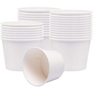 Paper Ice Cream Cups, Paper Hot/Cold Soup Cups - 100 Count (White) (8 oz)